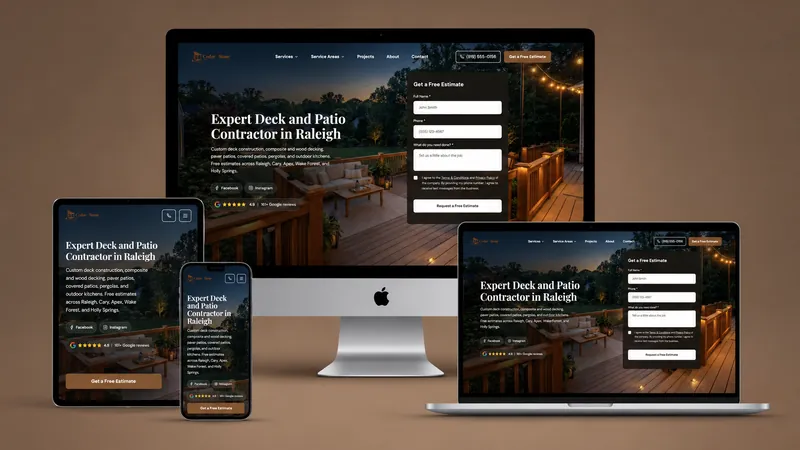 Cedar and Stone Outdoor Living website example
