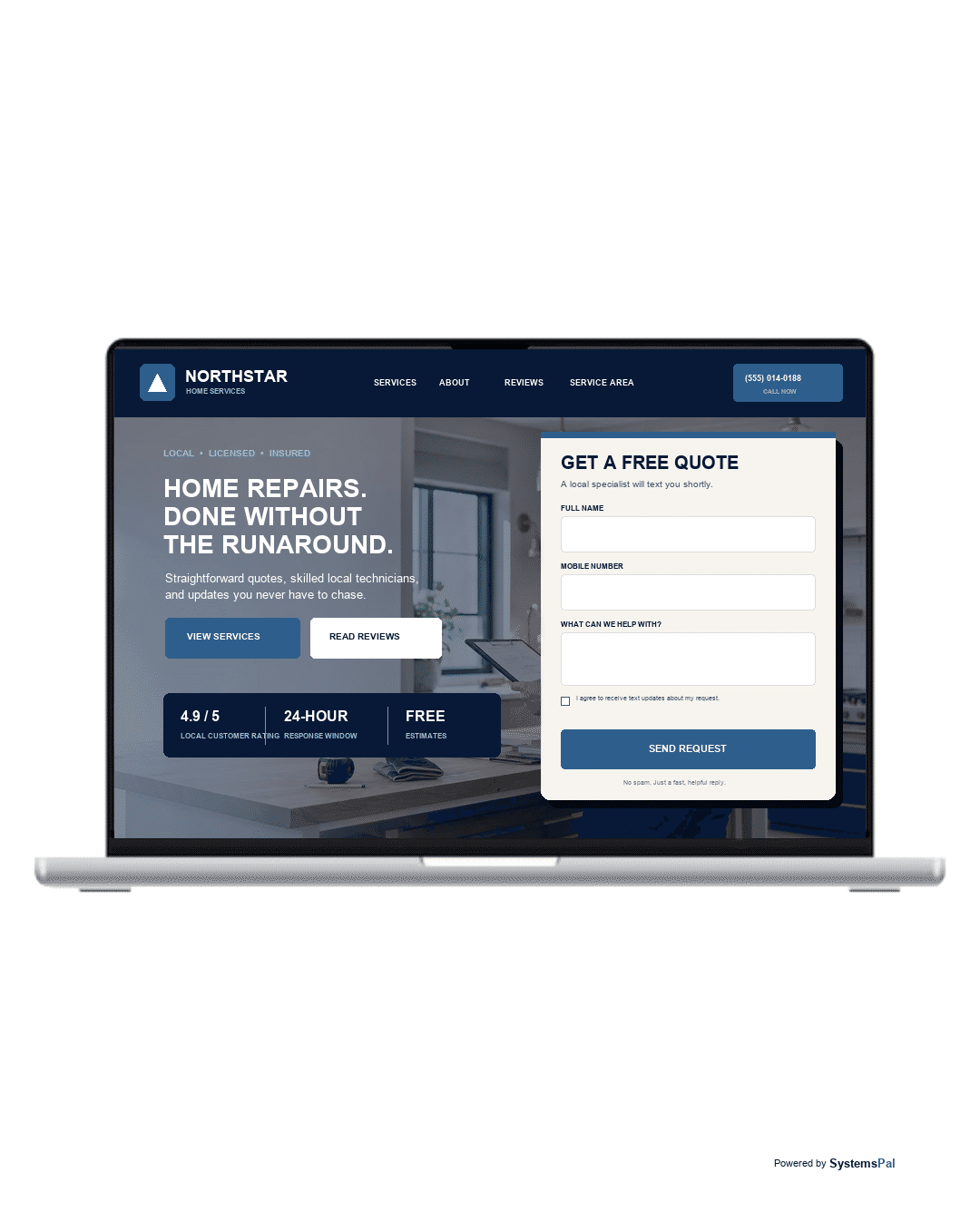 A customer submits a quote request on a business website and receives an automatic text message